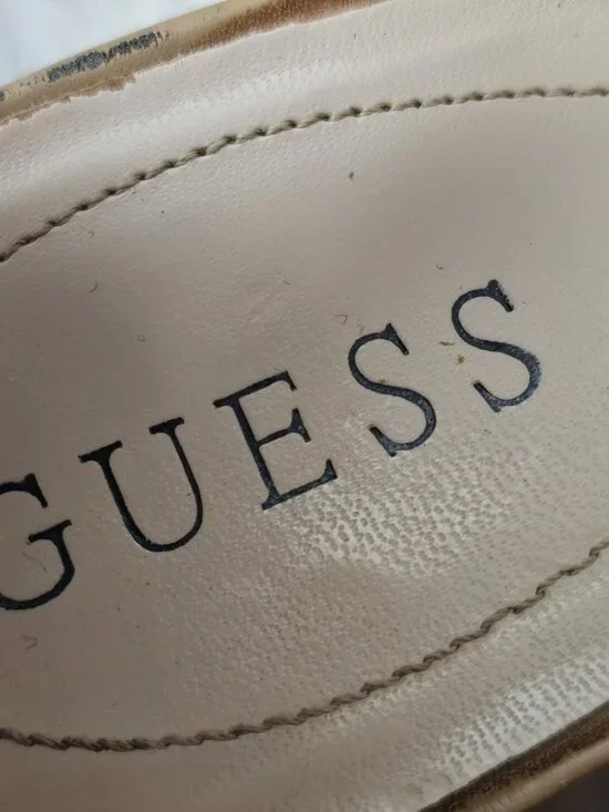 Guess Strappy Kayce Cork Wedge Platform Heel Slingback Sandals Tan Size 11 - Picture 12 of 12